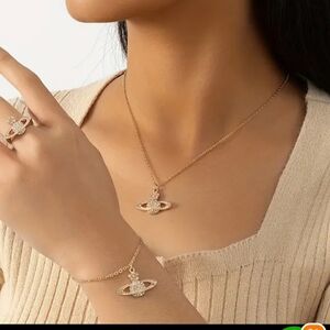 18k Goldplated Planet Bracelet/Anklet New 6.75"-9.25"